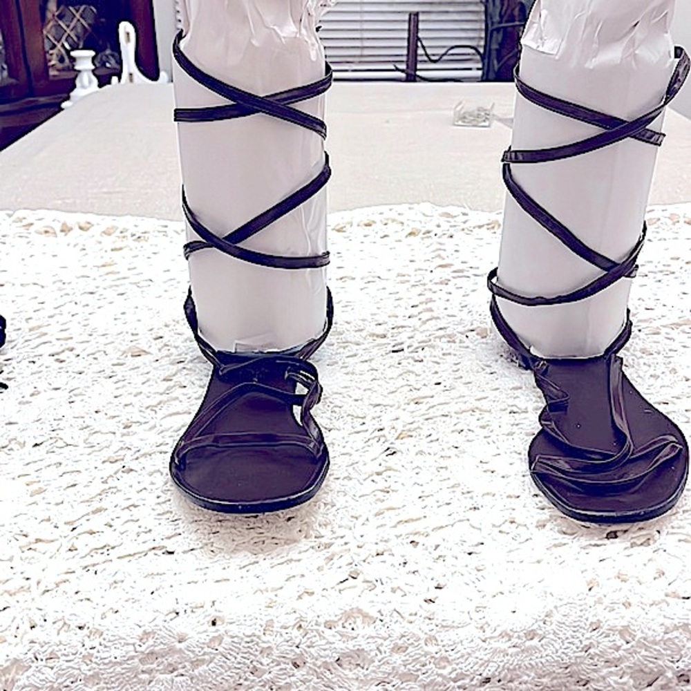 Vintage Gladiator Knee-High Strapped Flat Sandals